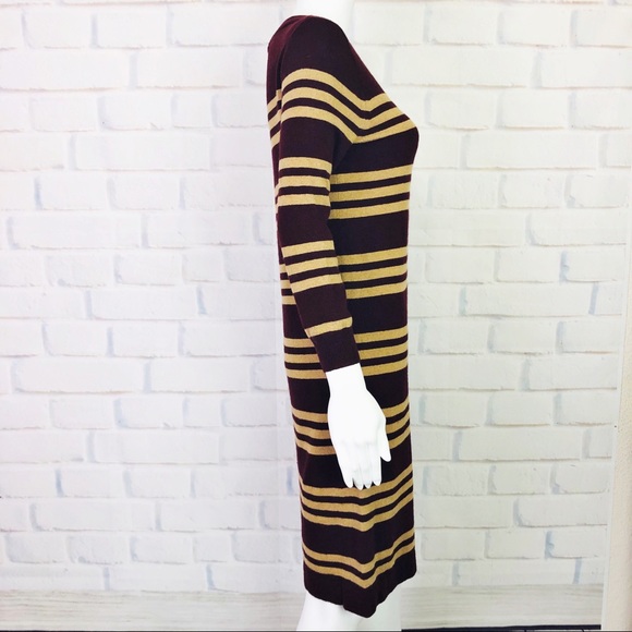 J. Crew Maroon Stripe Charley Sweater Dress - Picture 6 of 8